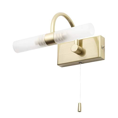 Image of LITECRAFT Crista Wall Light Bathroom 2 Arm with Pull Switch - Satin Brass
