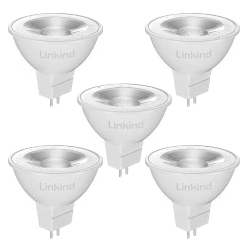 Image of Linkind GU5.3 MR16 LED Bulbs, 12V AC/DC 5W (Equivalent to 50W) Bi-Pin Base Spotlight Bulb, 520LM, Daylight White 5000K, 36°Beam Angle Track Light, Non-dimmable, Pack of 5
