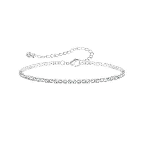 Image of FENNELISA 925 Sterling Silver Bracelets for Womens,Adjustable Crystal Silver Tennis Bracelet Classic Cubic Zirconia Ladies Jewellery Birthday Mothers Friend Sister Gift for Her 2/3/4/5M(W)