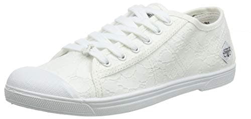 Image of Le Temps des Cerises Women's Basic 02 Trainers ,White (Dentelle Dentelle) ,3.5