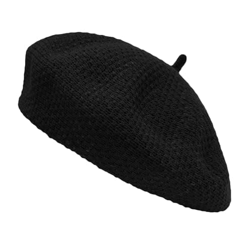 Image of ZLYC Winter Women Cable Knitted Berets Braided Baggy Wool Warm Hat(Knit Black),One Size