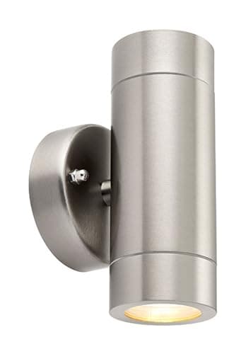 Image of Saxby Palin 35W Brushed Stainless Steel Outdoor Garden IP44 Up Down Wall Light