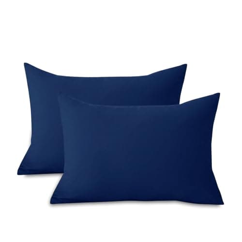 Image of M&J Home Pillowcases 2 Pack Navy 74x48cm - 180 Thread Count Percale - 48% Cotton 52% Polyester - Crisp Breathable Comfort - Easy Care Machine Washable