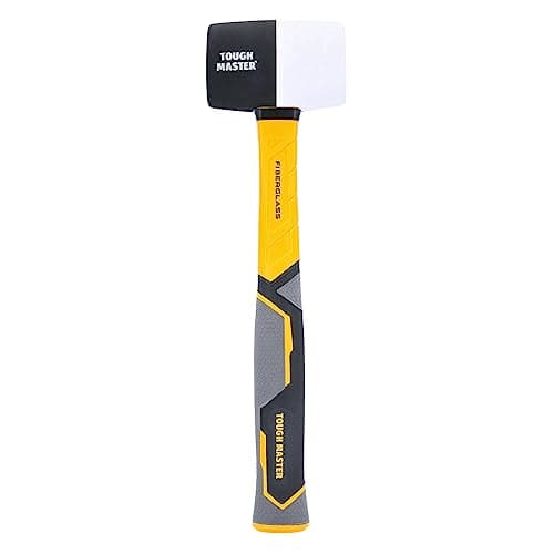 Image of TOUGH MASTER Rubber Mallet 16oz Fiberglass Shaft Non Slip Grip Handle with Ergonomic TPR Finish Super Strong High Elastic Rubber Head Lightweight Overstrike Protection Light Strong Hand Tool for DIY