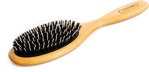 Image of REMOS Hairbrush made of beech wood - 100% boar bristles & styling pins - wide