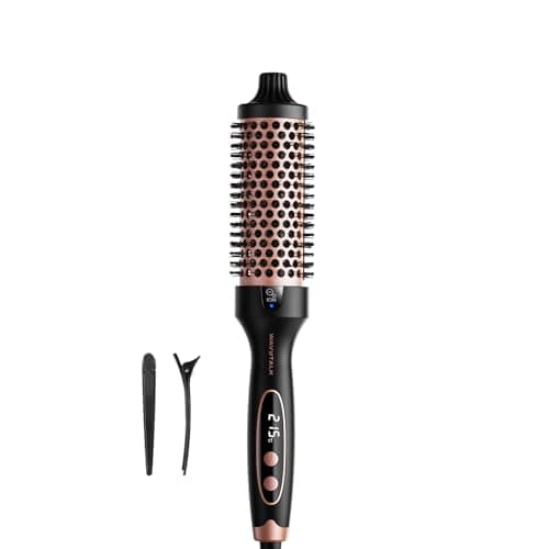 Image of Wavytalk Thermal Brush, Blowout Boost Ionic Heated Hot Round Brush, to Make Hair Smoother & Shinier, Easy to Use & Less Damage, 38mm Barrel, 5 Temperature Settings, Dual Voltage, UK Plug, Rose Gold
