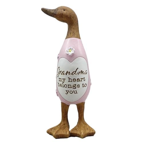 Image of Shudehill Giftware Daisy Message Wooden Duck Ornament Gift - Family, Friends, Auntie, Daughter, Sister, Grandma, Nan or Mum Messages (Grandma)