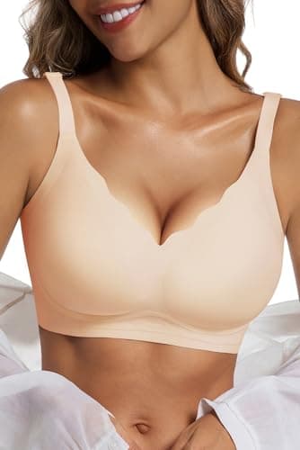 Image of Vtelor Bras for Women Non Wired Seamless Wireless Push Up Bra Comfort Support Sleep Bralettes for Womens Ladies Soft Tshirt Padded Bra Regular and Plus Size Nude