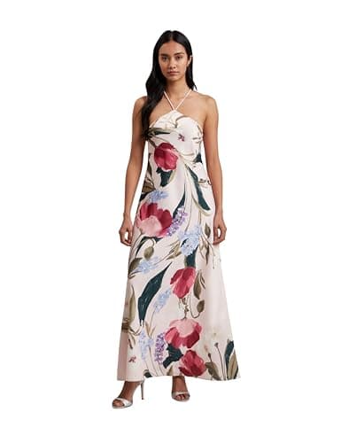 Image of Ted Baker London almaria-Halter Neck bias Cut Maxi dr, pl-Pink
