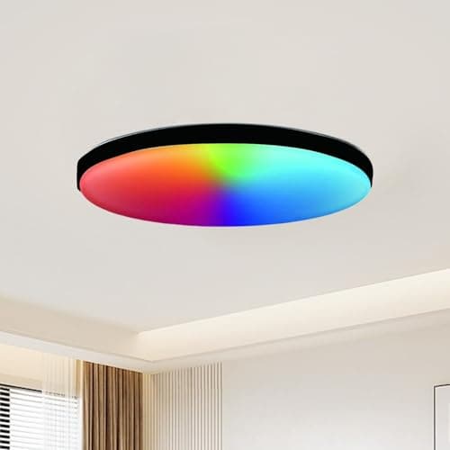 Image of Refein Smart LED Ceiling Light Dimmable, 24W Flush Led RGB Colour Changing Ceiling Light Compatible with Alexa & Google Home 30CM Ceiling Lamps for Bedroom Bathroom Living Room (2700-6500K)