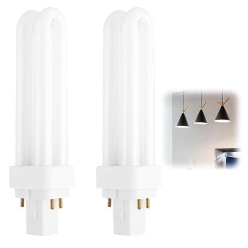Image of 4 Pin G24q-2 Light Bulbs,18W Compact Fluorescent Lamp Cool White 4300K 2U Double Turn Tube Energy Saving Light Bulbs 1200LM PLC CFL Non-Dimmable (AC 220-240V)for Bathroom Corridor Bedroom 2 Pack