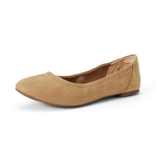 Image of Amazon Essentials Women's Belice Ballet Flat, Tan Microsuede, 7 UK