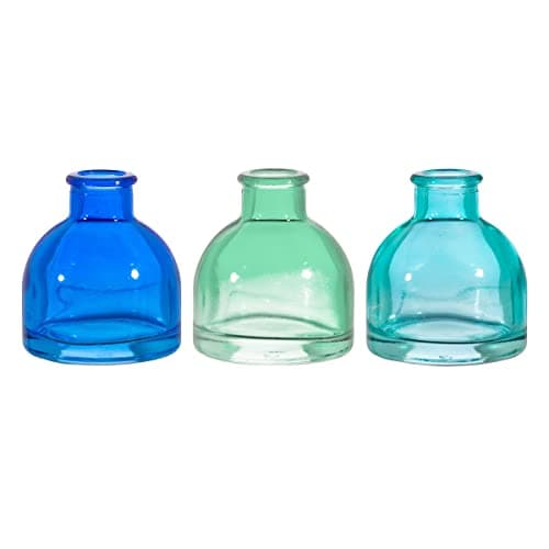 Image of Sass & Belle Cool Toned Mini Bud Vases - Set Of 3 Multicolor - Small Glass Vases for Flowers, Vintage Table Decor for Home, Elegant Flower Vase Set, Mini Table Decorations