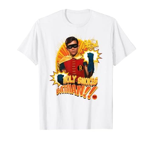 Image of DC Comics Batman TV Series Robin Holy Smokes T-Shirt, Men, White, 4X-Large