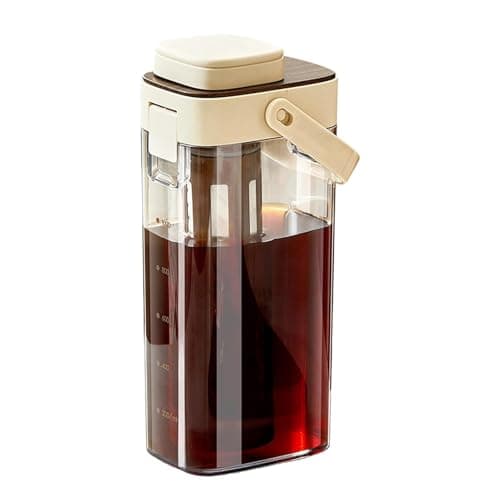 Image of Cold Tea - 1000ml Carafe with Airtight Lid Non Drip | Wide Mouth Pitcher with Handle | Jug Lemonade Juice Ice Coffee Home Kitchen Parties Meetings Indoor Outdoor