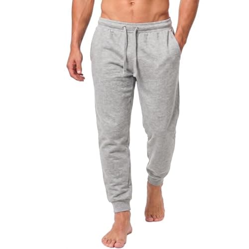 Image of Iron Mountain Mens Joggers – Fleece Jogging Bottoms for Men, Lightweight Cuffed Sweatpants with Drawstring Waist, Casual Gym & Lounge Tracksuit Bottoms (Light Grey Marl, M)