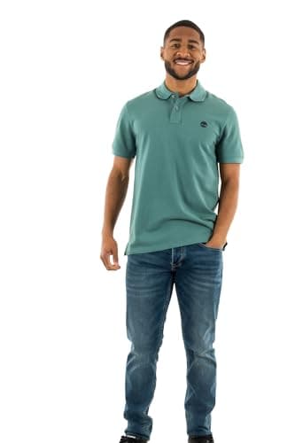 Image of Timberland Mens Millers River Pique Polo T-Shirt - Short Sleeved (Sea Pine) M