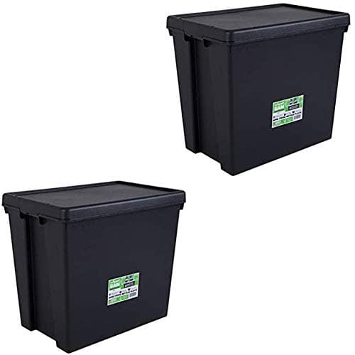 Image of Wham Bam 100% Recycled Super Strong Impact Resistant Black Re-Usable Storage Boxes With Lids 92 Litre 59.5 x 40 x 52cm (2 Boxes)