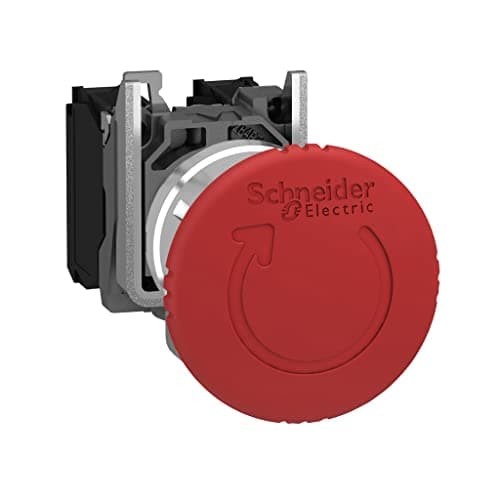 Image of Schneider Electric Harmony XB4 - Emergency Stop Push Button Switch, Metal, 40 mm Mushroom, Trigger Latching Turn to Release, 2NC, 22 mm Mount, XB4BS8444, Red
