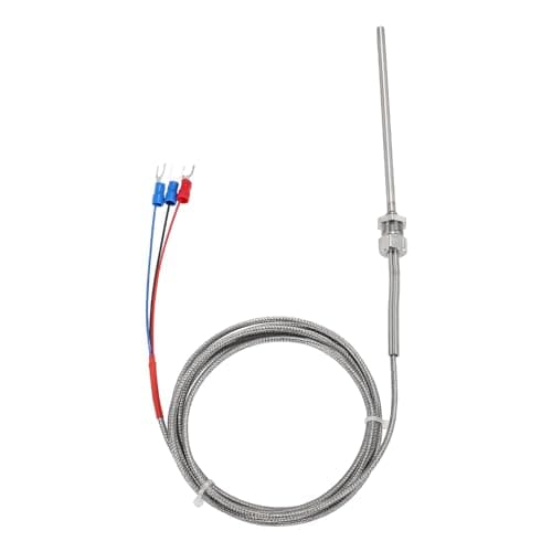 Image of sourcing map PT100 RTD Thermocouple Stainless Steel NPT1/8 Temperature Sensor Probe -50 to 500C 6.6ft 4x100mm