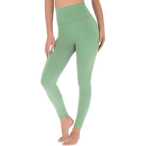 Image of FUTURO FASHION High Waisted Leggings - Buttery Soft Casual Stretchy Non-See-Through Leggings for Women, UK S-XXL Green