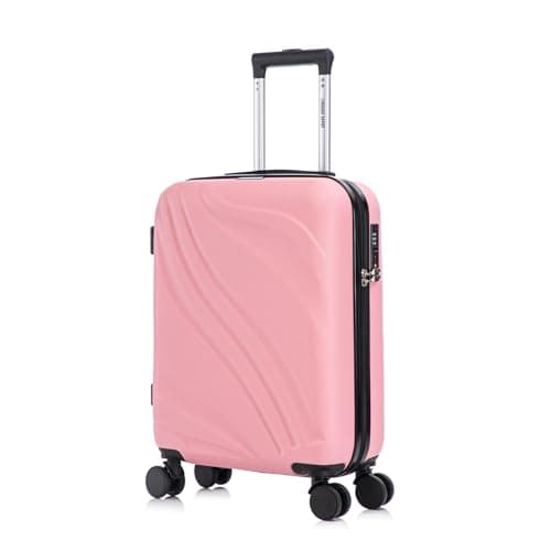 Image of Luggage Depot Carry On Suitcase, Lightweight Cabin Bag 55x40x20cm, 4 Silent 360° Spinner Wheels, Adjustable Handle & TSA Lock, Perfect for Ryanair EasyJet, Organised Interior with X-Straps, Pink