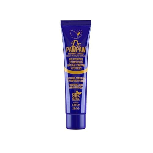 Image of Dr.PAWPAW Overnight Lip Mask 25ml, Natural Hydrating Lip Treatment with Pawpaw Aloe Vera Olive Oil and Peptides, Vegan Balm to Smooth and Plump Lips Overnight