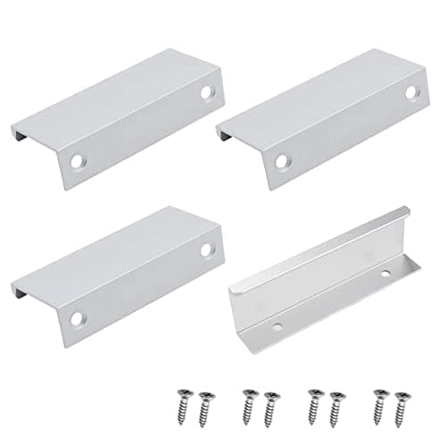 Image of VIKSAUN 4 Pack Back Mount Finger Edge Pull Concealed Handles Cabinet Pull Handles Screws for Home Kitchen Door Drawer Cabinet Color 65mm Hole Hole Center Hidden Drawer Pulls (Sliver)