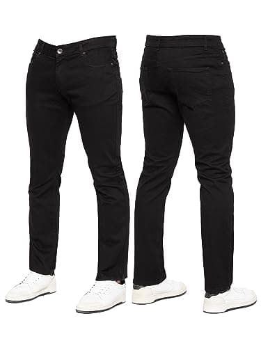 Image of 989Zé ENZO New Mens Stretch Straight Leg Jeans Casual Regular Fit Classic Basic Denim Pants KZ127 Black 44W / 32L