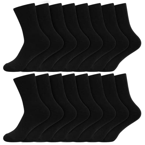 Image of HYCLES Mens Black Socks Cotton Socks for Men and Women 8 Pairs Soft and Breathable Socks for Office, Business and Casual UK Size 6-9