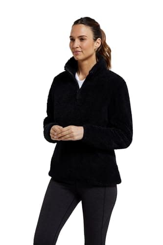 Image of Mountain Warehouse Teddy Womens Fleece - Warm & Cosy Ladies Sweatshirt, Half Zip Top, Lightweight Sweater, Antipill -Best for Winter, Outdoors Black Women's Size 12
