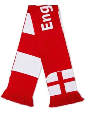 Image of England Official Football National Team Scarf Classic Red and White Bar Supporter Scarf England Lions World Cup Biggest Fan Gear 2025 Its Coming Home