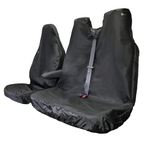 Image of Town and Country Covers Universal Single & Double Waterproof Van Seat Cover Set - Fits Most vans - Heavy Duty & Waterproof - Black