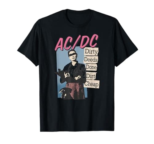 Image of Official AC/DC Dirty Deeds Done Dirt Cheap Rock Music Band T-Shirt