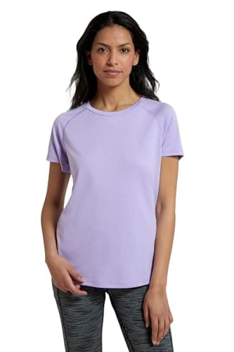 Image of Mountain Warehouse Endurance Womens T-Shirt - IsoCool Ladies Top, UV Protection UPF30+ Tee, Breathable & High Wicking - for Spring Summer, Running, Travelling Lilac (Plain) Women's Size 10