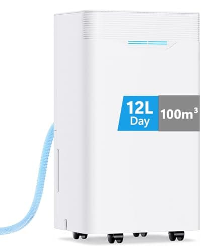 Image of Dehumidifiers for Home, 12L/Day Continuous Drainage Dehumidifier with Humidity Display, 3 Working Modes, 24H Timer, Quiet Compression Dehumidifier for Drying Clothes, Basement, Apartment