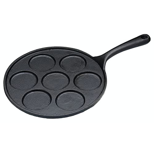 Image of KitchenCraft 7-Hole Cast Iron Induction-Safe Blini Pan, 24 cm (9.5"), Black