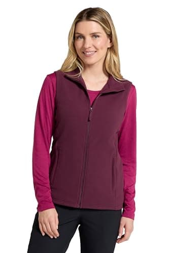 Image of Mountain Warehouse Camber Womens Gilet - Lightweight Sleeveless Jacket, Microfleece Bodywarmer, Breathable Vest, Zipped Side Pockets - Spring Summer, Camping Burgundy Women's Size 20