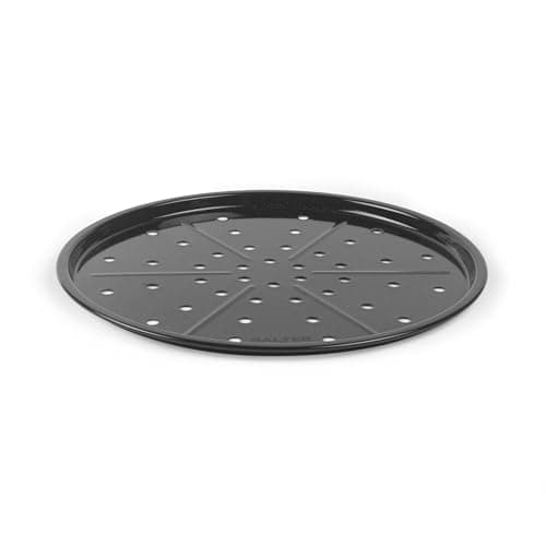Image of Salter Brilliance Pizza Pan – Vitreous Enamel Coated Steel, Non-Stick Round Baking Tray, Dishwasher Safe, Made in The UK, 33 x 33 x 1.5cm, PFAS-Free, for Pizza/Garlic Bread, Black Speckled