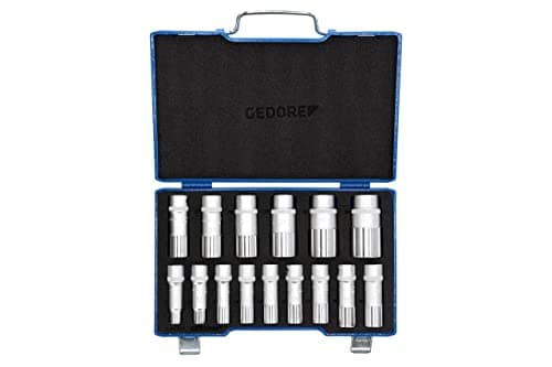 Image of GEDORE 15-piece Socket spanner set, Bi-hex, 1/2", 10-24 mm, Tool, Ratchet with lever reverse, for Automotive, D19 KMU-20