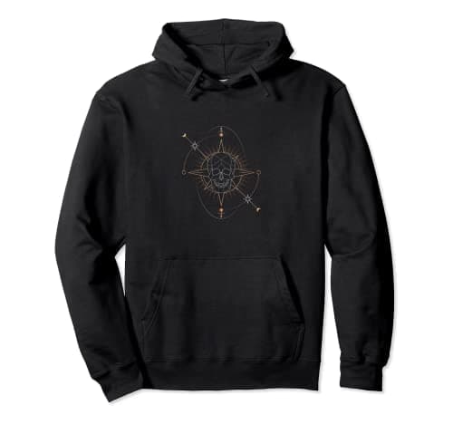 Image of Geometric Skull Astrological Tarot Card Pullover Hoodie