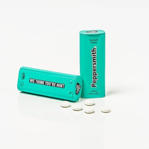 Image of Peppersmith - British Peppermint Mints - 100% Plant Based Xylitol - Breath Freshener - Sugar Free Mints - Benefits Oral Health - Peppermint Tin Packs - 4 x 40 Mint Pack