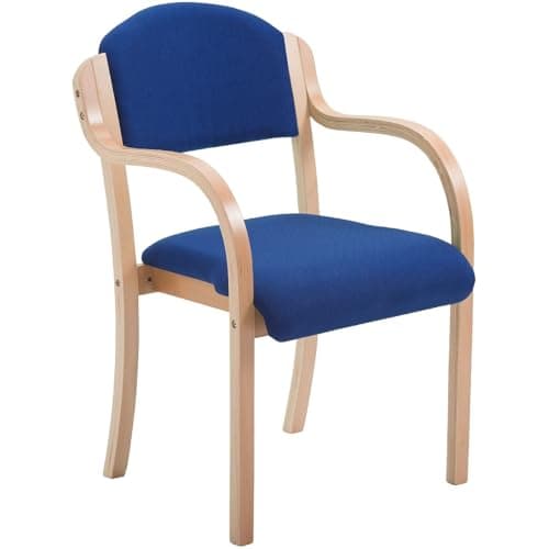 Image of BiGDUG Office Furniture Online Devonshire Stacking Armchair - Wooden Frame Stackable Reception Chair - Blue