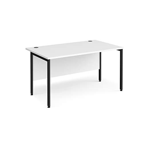 Image of Mr Office Maestro 25 straight desk 800mm deep - black H-frame leg, 1400, White