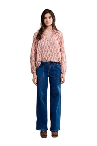 Image of Toxik3 Women's High Waist Wide Leg Jeans - Mid Blue (UK, Numeric, 8, Regular, Regular, Mid Blue)