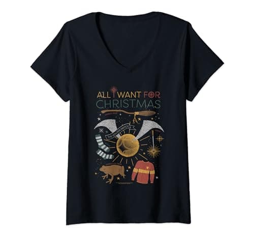 Image of Harry Potter All I Want For Christmas V-Neck T-Shirt
