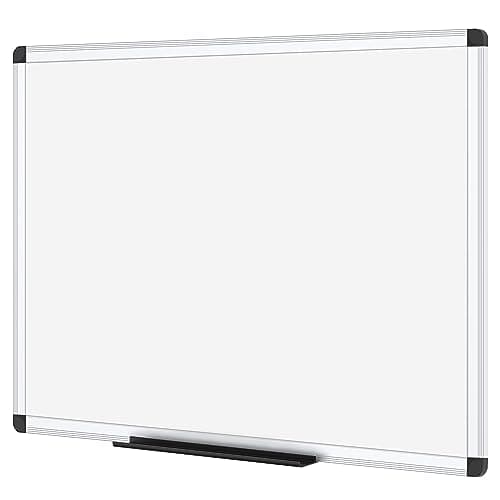 Image of VIZ-PRO Magnetic Whiteboard 60 x 45 cm, Dry Erase White Board with Pen Tray, Silver Aluminium Frame, Dry Wipe Writing Board for Office, Home & School