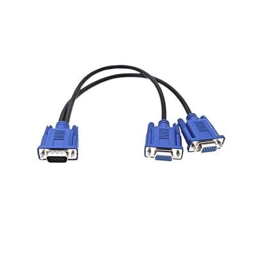 Image of JZK 30cm VGA Y splitter cable, VGA Y cord 1 male to 2 female lead for laptop, PC, projector, monitor, laptop, TV box, HDTV