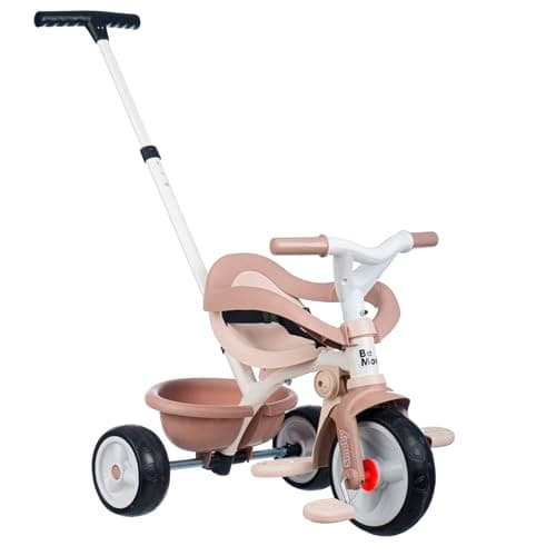 Image of Smoby - Be Move Confort Beige Tricycle - 3 in 1 Evolutionary - Safety Belt and Bar - Parental Handle Adjustable on 3 Levels - From 10 Months to 3 Years - Made in Spain