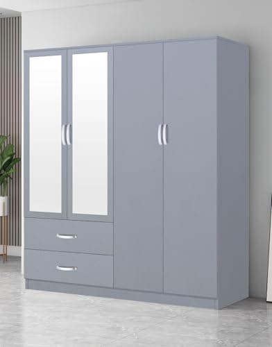 Image of High Gloss 4 Door Wardrobe (Grey)